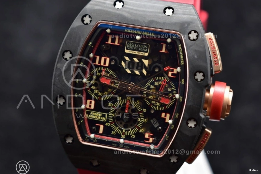 Best on KVF Chrono Rubber Crystal V2 Red Strap 1:1 NTPT Lotus Edition Dial RM011 A7750 1130